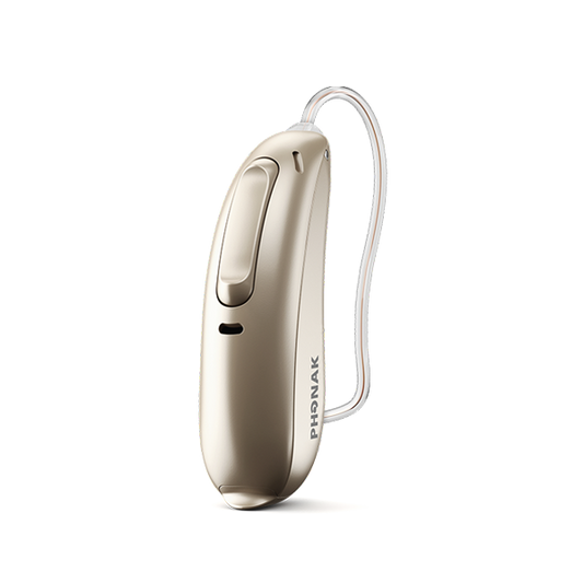 Phonak Lumity L90-312 hearing aid in champagne