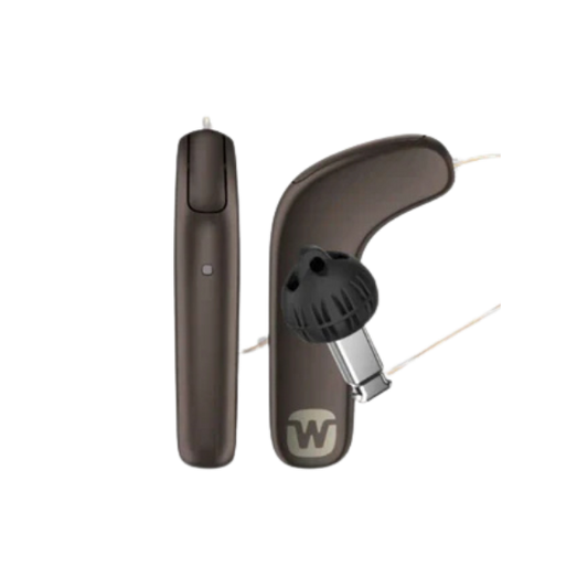 Widex Smart RIC hearing aids in dark cherry