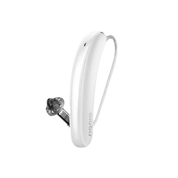 white hearing aid on a clear background