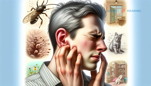 Illustration of a person with itchy ears and throat