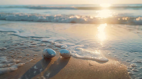 a sleek pair of waterproof hearing aids