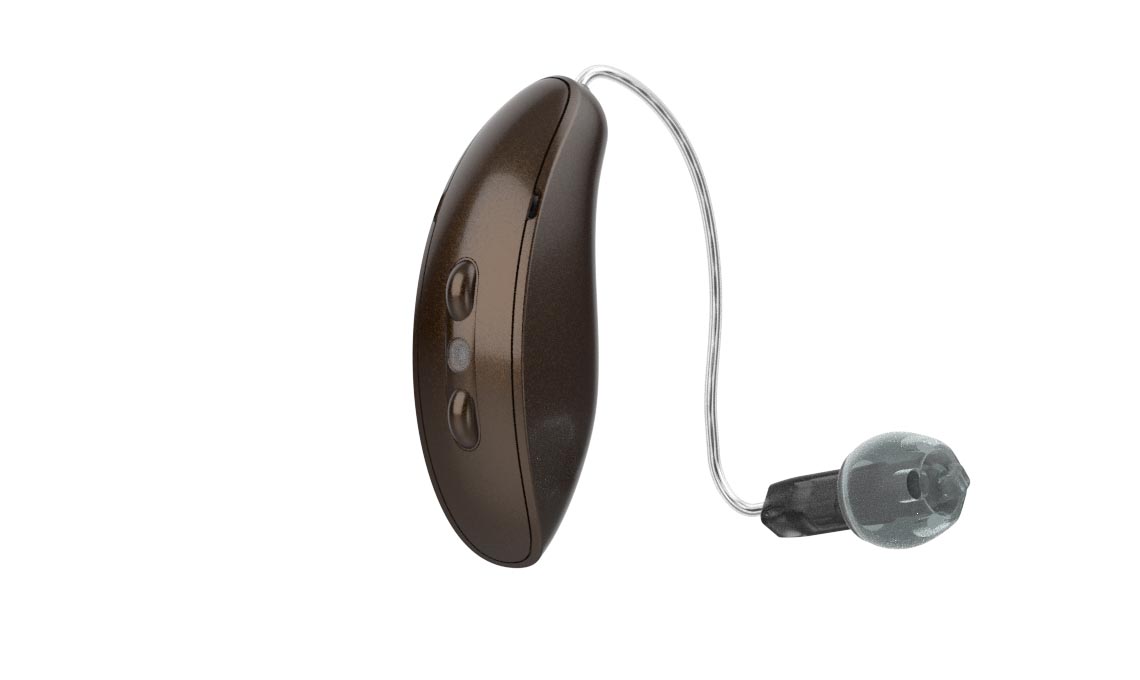Hearing aid in deep brown 