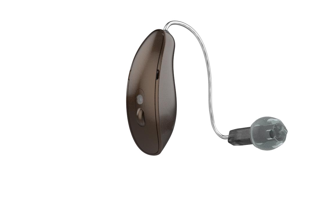 Hearing aid in deep brown