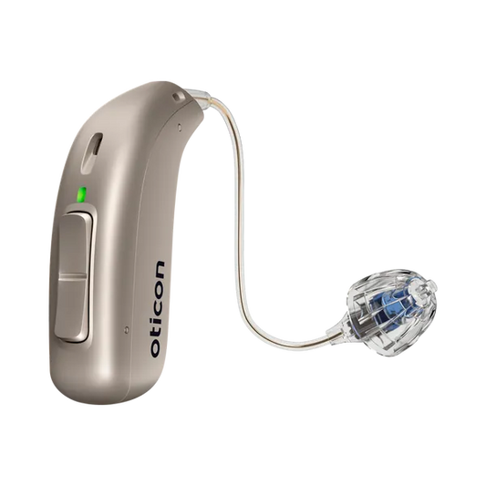 Oticon hearing aid in chroma beige 