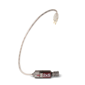Small electronic component with a cable on a white background