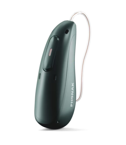 Phonak hearing aid in Atlantic green 