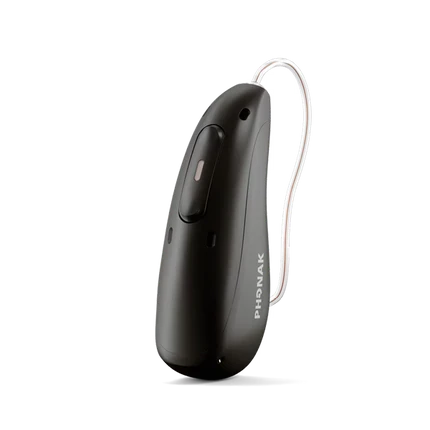Phonak hearing aid in black velvet