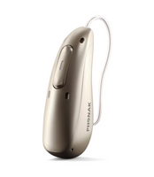 Champagne colored hearing aid 