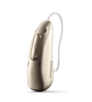 Champagne colored hearing aid 