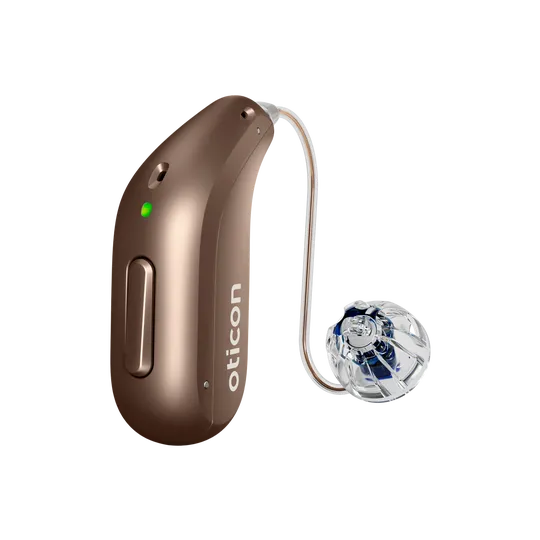Hearing aid in chestnut brown 