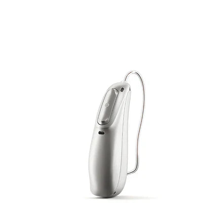 Hearing aid in silver grey 