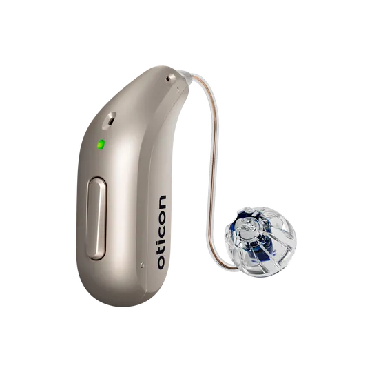 Oticon hearing aid in chroma beige