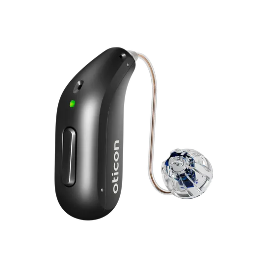 Oticon hearing aid in diamond black 