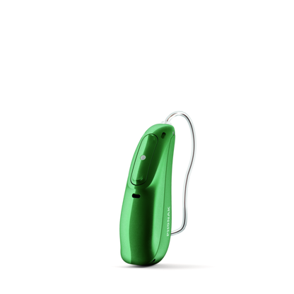 Electric green colored hearing aid 