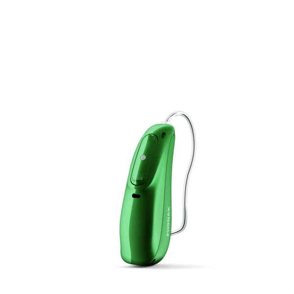 Electric green colored hearing aid 