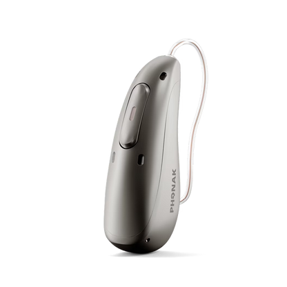 Phonak hearing aid in graphite grey