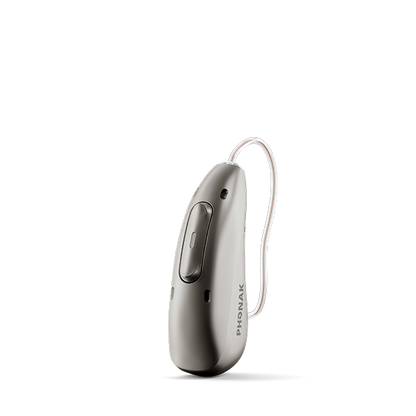 Phonak hearing aid in graphite grey