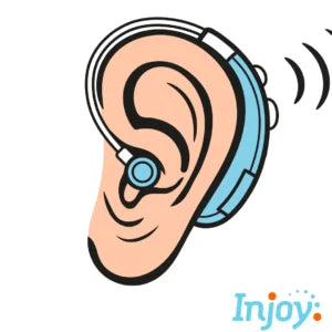 Illustration of an ear with hearing aid 