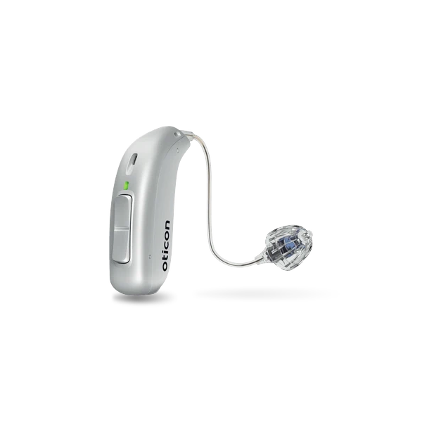 Oticon Real hearing aid in silver 