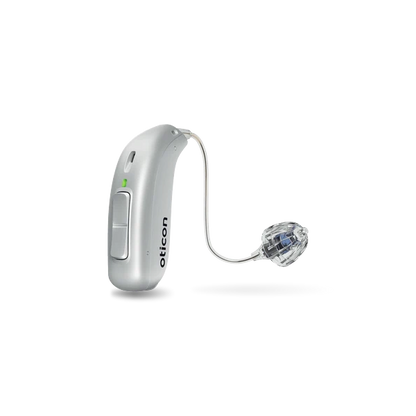 Oticon Real hearing aid in silver 