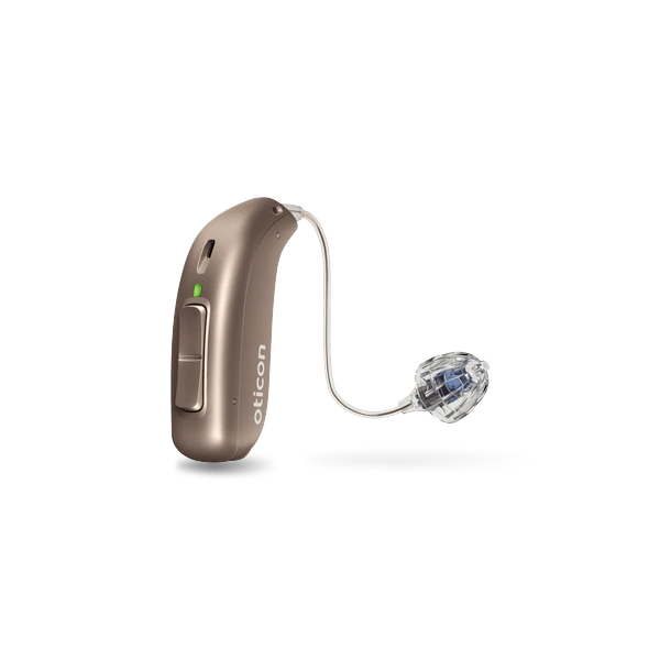 Oticon hearing aid in Terracotta