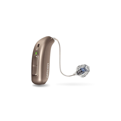 Oticon hearing aid in Terracotta