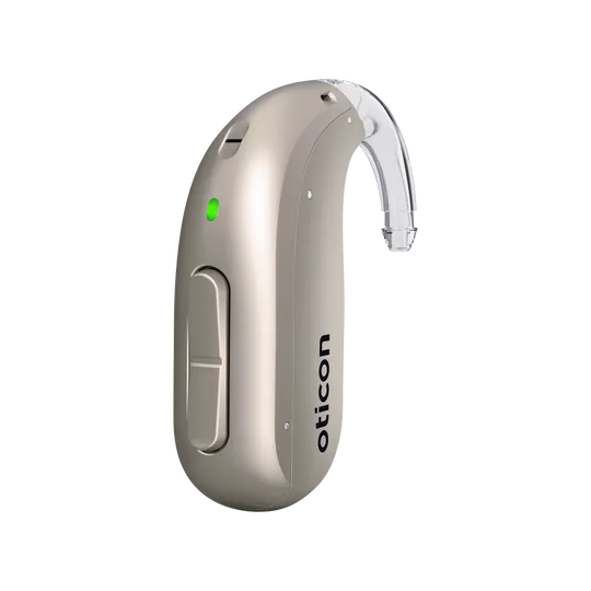 Oticon Intent miniBTE hearing aid in Chroma Beige