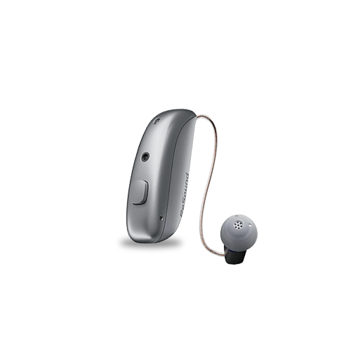 ReSound Vivia MRIE hearing aid in sparkling silver