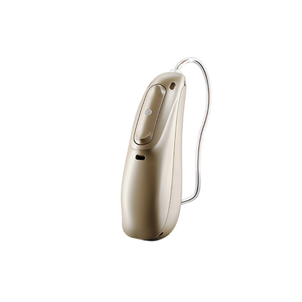 bronze hearing aid on a clear background