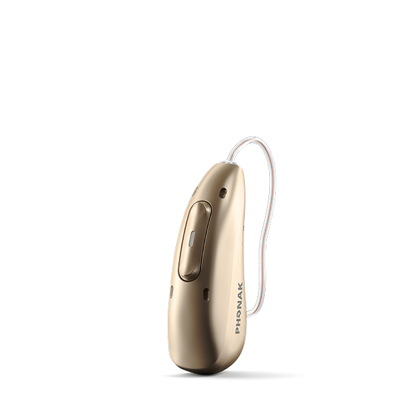 bronze hearing aid on a clear background