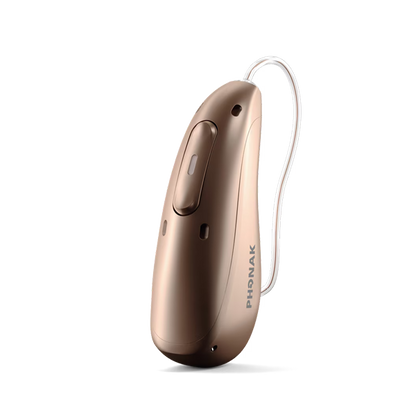 bronze hearing aid on a clear background