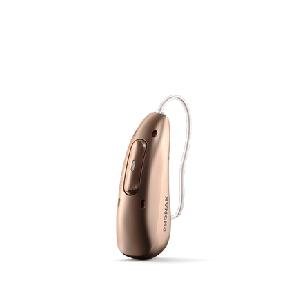 bronze hearing aid on a clear background