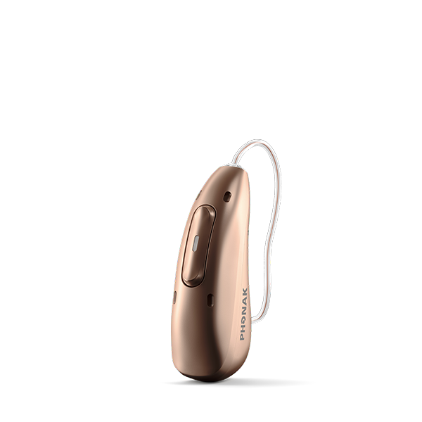 bronze hearing aid on a clear background