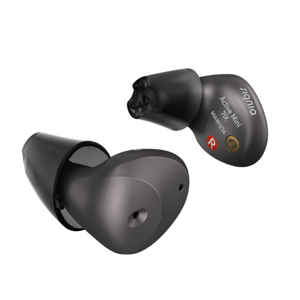 Signia Active Mini hearing aids in black 