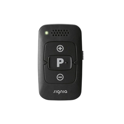 Siemens Signia miniPocket Hearing Aid Remote Control on a white background