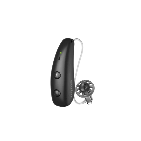 Signia Pure Charge&Go MaX hearing aid in Black.