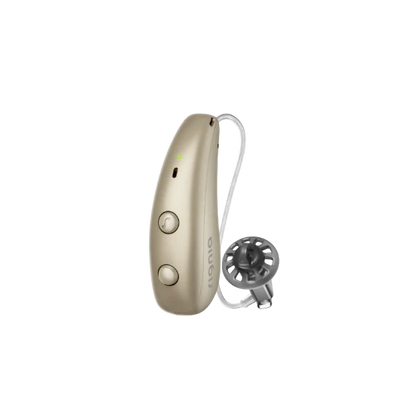 Signia Pure Charge&Go MaX hearing aid in Honey Blonde.