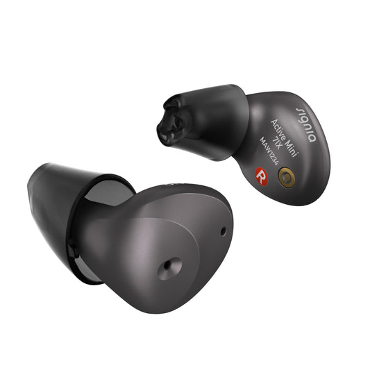 Signia Active Mini hearing aids in black 