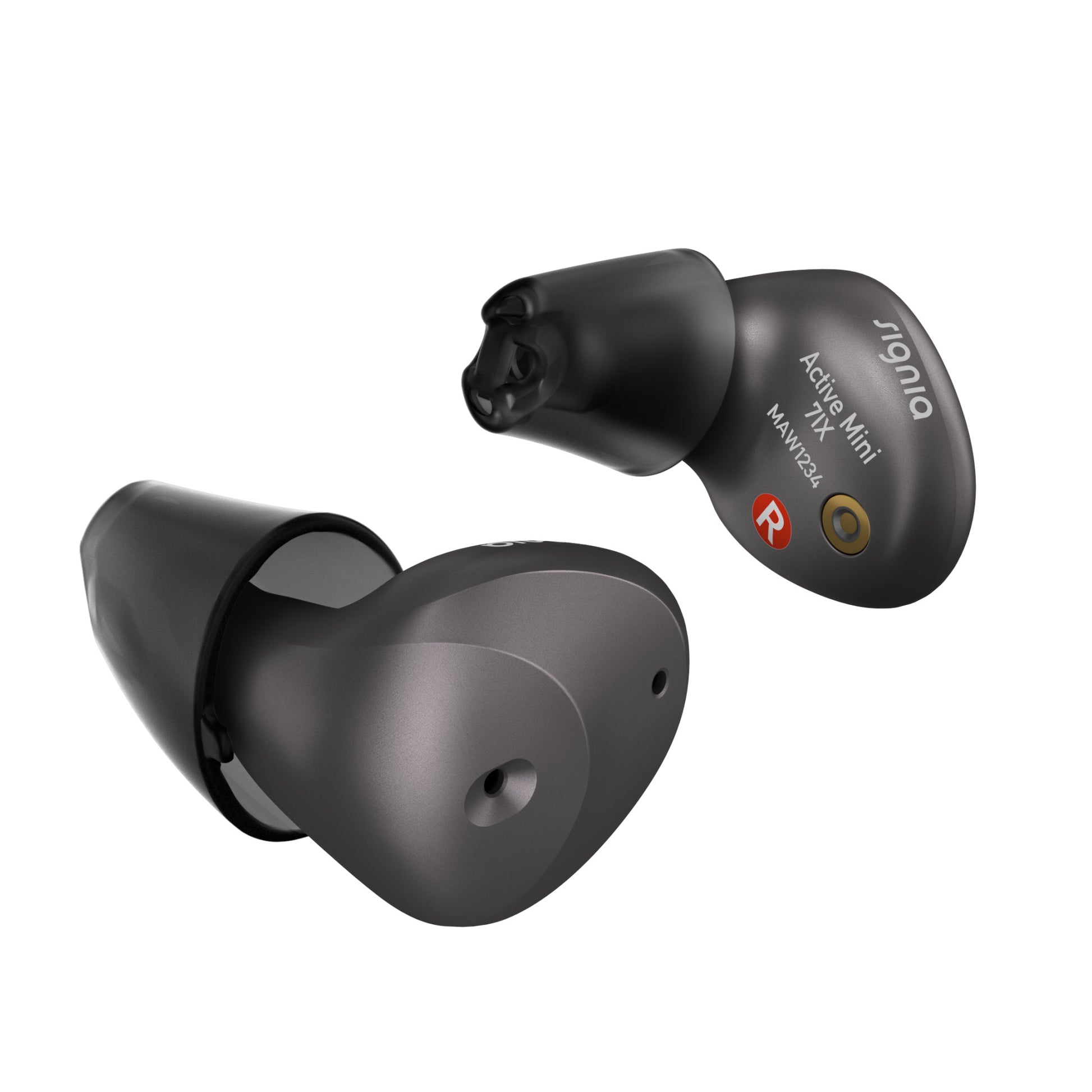 Signia Active Mini hearing aids in black 