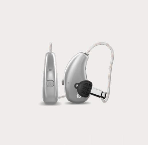 Silver gray hearing aid 