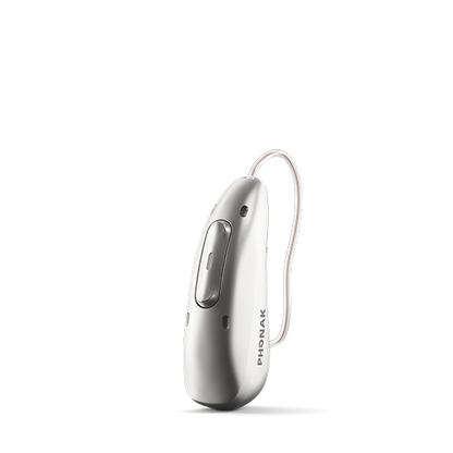 Phonak hearing aid in silver grey