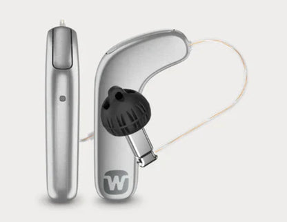 Widex Smart RIC hearing aids in silver grey 