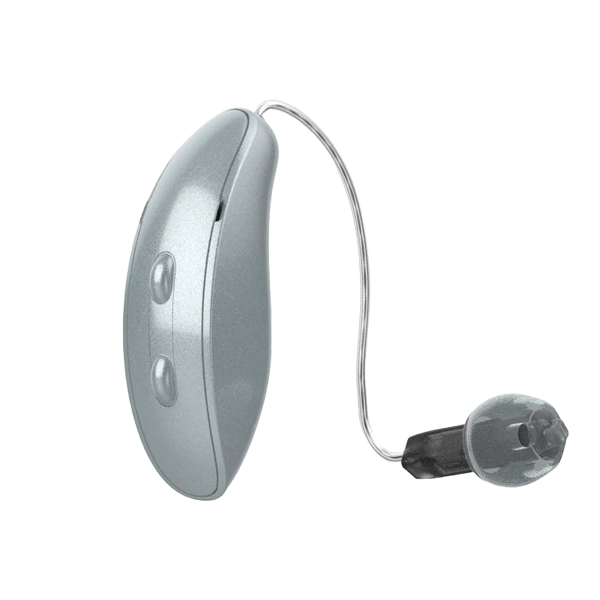 Starkey G Series AI RIC hearing aid in silver