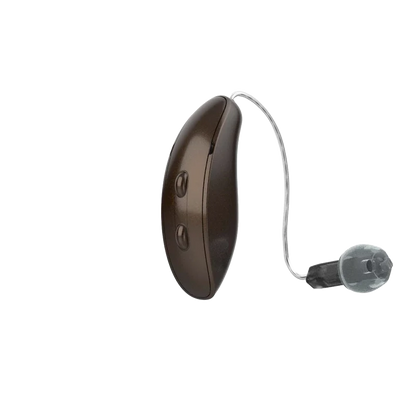 Starkey Genesis  AI RIC hearing aid in chestnut