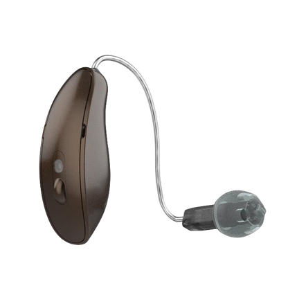 Starkey Omega mRIC hearing aid in chestnut