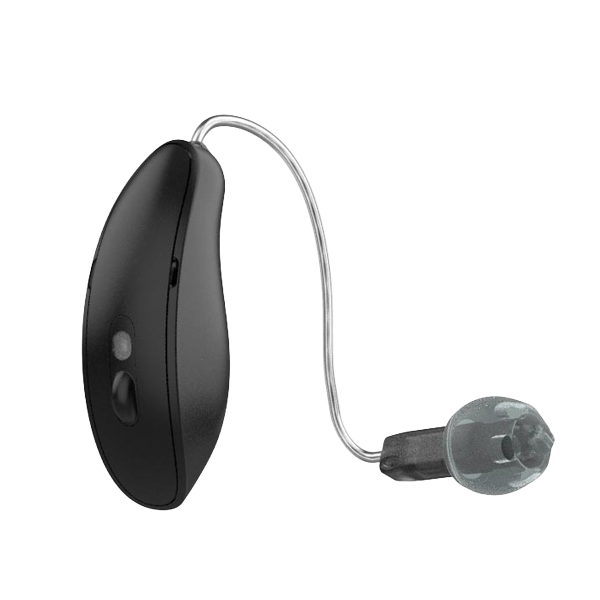 Starkey Omega mRIC hearing aid in tech black 