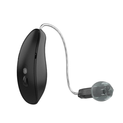 Starkey Omega mRIC hearing aid in tech black 