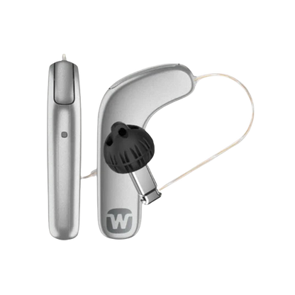 Widex SmartRIC hearing aid in silver grey
