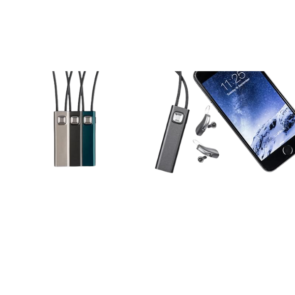 Four Widex comdex in different colors with paid of hearing aids and a cellphone