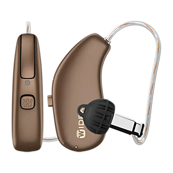 Widex Allure hearing aid in chestnut brown 